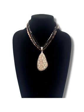 PREMIER ‘Rich & Famous’ Snakeskin & Silver Removable Pendant Beaded Neck…
